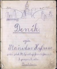 The front page of the war-time diary of Stanislav Hylmar-Pirát