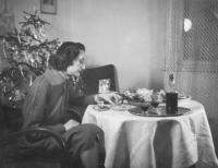 Krisztina Lukách's mother, Éva Szűcs at Christmas in 1957