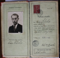 Student card of Čestmír Šikola Sr.
