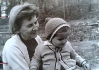 Jarmila Větrovcová with her grandson 1981