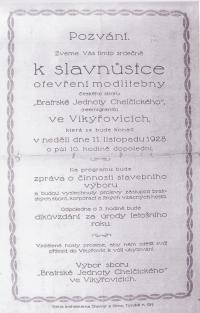 Pozvání k slavnostnímu otevření modlitebny