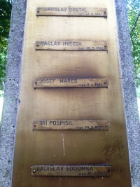 Memorial with the names of the killed villagers from Pustá Kamenice