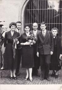 Graduation Ceremony of Antonín´s sister 1960/61 - from the left: Ludmila (mother), Jiří Svojsík (uncle), Ludmila (sister), Vojtěch (father), Antonín and Julie Svojsíková (grandmother)