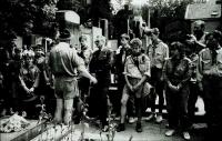 The visit of the grave of the first Czechoslovak Scout leader prof. A. B. SVOJSIK at the Vyšehrad cemetary (8. -16. 6. 1991).