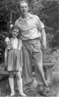 Mrs. Hefele with her father