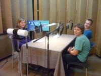 Students are recording the commentary in Czech radio