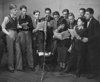 1941 Troop of famous writer Jaroslav Foglar while recording stories of "Rapid Arrows" (Rychlé šípy) in the radio.