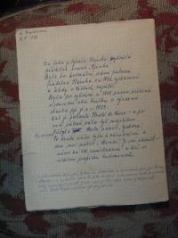 Přádelna v Ouvalově ulici po požáru, z dopisu L.Boubínové k pohlednici