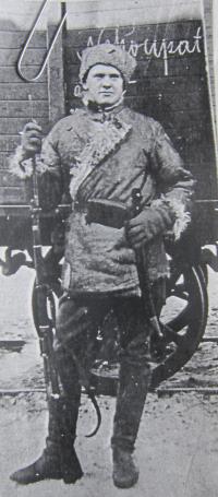 Otec Antonín Kavan jako ruský legionář ve stanici Boganoviči v roce 1919