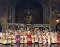 Bishop Pavlo Wasylyk among the other hierarchs during the celebration of the 400th anniversary of the Union of Brest in Rome, 1996.  On photo: Bishop Pavlo Wasylyk sits third on the right.