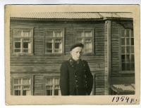 Bohdan Klymchak, student of the Magadan mining technical college. Near a school in a special settlement (station “Durmin”). District named after Lazo, Khabarovsk region, USSR, 1954. 