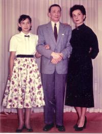 Katalin Mester at Christmas 1956 with her father and mother in Buffalo