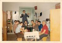 Ferenc Schlaffer in the refugee camp with his roommates in Treiskirchen, 1968