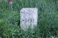 Border stone between Pornóapáti (Hungary) and Deutsch Schützen (Austria)
