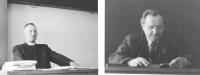 7h - Učitelé v semináři, vlevo Antonín Salajka (dogmatika), vpravo František Víšek (latina, řečtina)
