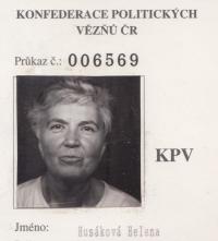 Mrs Husáková’s membership card of the Confederation of Political Prisoners