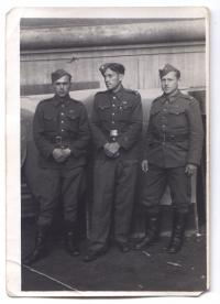 from the left: Jiří Wijanagy, Jan Huzinec, unknown (1945?)