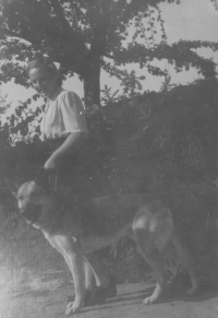 Se psem manželů Benešových Bojkem, Sezimovo Ústí 1948
