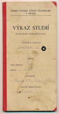 Studijní průkaz Karla Hoška