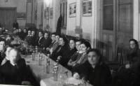 A meeting of the committee - redistribution of Anna's positions, Anna on the right side, 1951