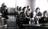 At school, Ruth is the fifth from the right