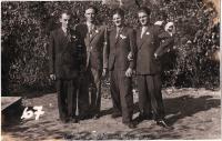 Jan Husak in the settlement Cerovina, second from right, 1942