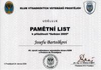 Commemorative list from Parachute veterans Club Prostějov (2005)