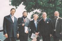 Bálint Ordódy (right) in Visegrád with a French delegation, Louis de Bourbon Duc d'Anjou (left)