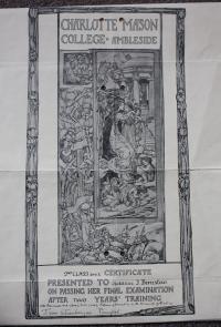 Certifikát na Charlotte Mason College o závěrečných zkouškách - 1944