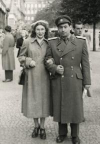 With his first wife after the war