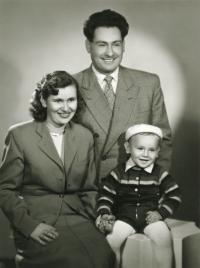 With his first wife and son