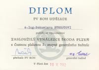 Zasloužilý vynálezce Škoda Plzeň 1982