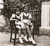 With sister Miriam, 1939