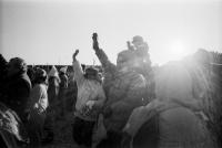 Hello Europe. People on the Austrian bank of Danube river