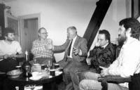 Editorial board of the Fragment K in February 1988.  Martin M. Šimečka, Milan Šimečka, Miroslav Kusý, Jiří Olič and Oleg Pastier.