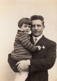 Three years old Magda with father
