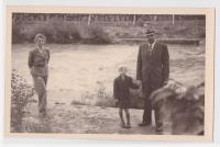 Jiřina Petřková with parents at flooded river Bečva (probably 1941