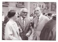 18.6. 1989 - from left - Jiřina Juláková,  plk. Václav Krupka, Jar. Andrejs (Jan Drejs) - in Resslova street in Prague