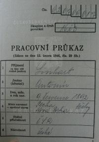 Pracovní průkaz Vladimírova otce