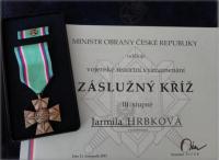 Jarmila Hrbková´s Cross of Merit