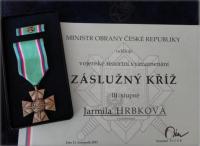 Záslužný kříž Jarmily Hrbkové