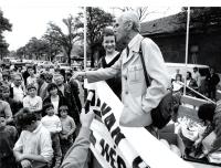 Tibor Pákh at a demonstration, 1990