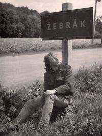 Petr tramping near Žebrák, 1972
