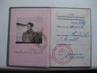 Partisan identity card of Mr. Arnošt Hrudník 