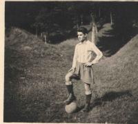 Football player Arnošt Hrudník, war-time
