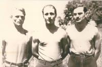 Zleva Zdeněk Čada, Jiří Krotil, Ota Rambousek​​ - Lager Lechfeld