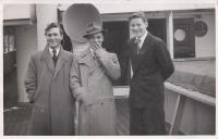 Na jedné z lodí, kde sloužil - první zleva