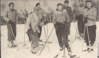 Skiing men and girls from Chrást, 22th February 1942