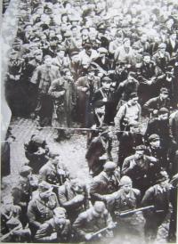 Members 1.čs. Jan Zizka partisan brigade in Zlín shortly after liberation