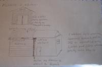 Nákres márnice na lesním hřbitově ve Zlíně, kde se oběsil odbojář František Kozmik a kde rodina ukrývala zbraně